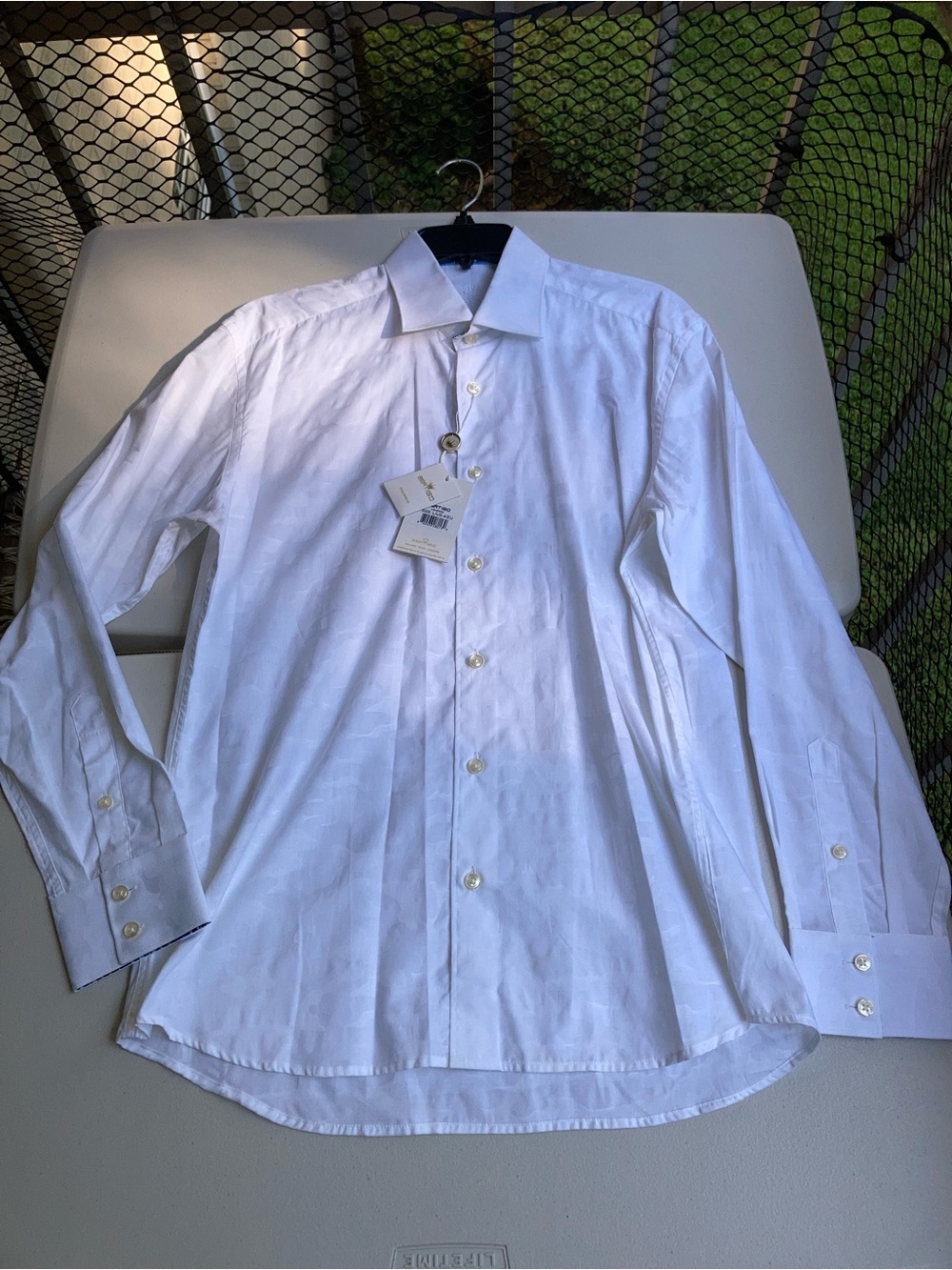 Bertigo 100% Cotton White Camo Print Long Sleeve Button Up Shirt